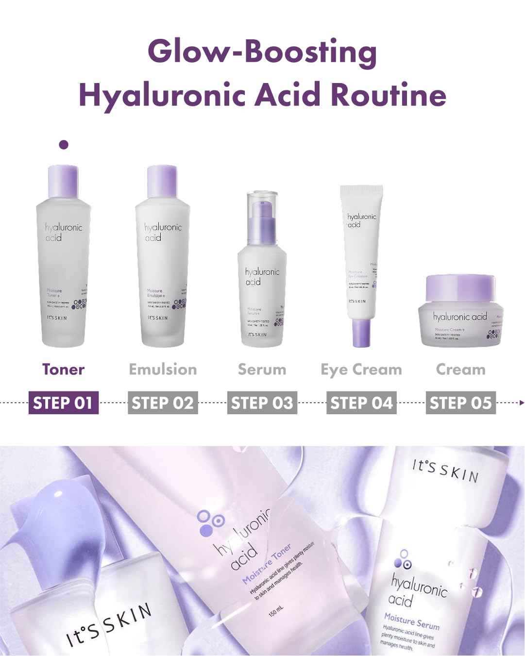 It'S SKIN Hyaluronic Acid Moisture Toner 150ml (5.07 fl.oz.) - Containing Vitamin C & Acerola Extract Skin Moisturizing & Soothing Facial Toner, Skin Smooth & Vitality