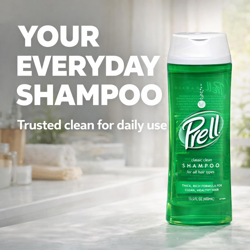 Prell Original Green Shampoo – Classic Clean Deep Cleansing Shampoo for Men & Women | 13.5 oz | 4 Pack