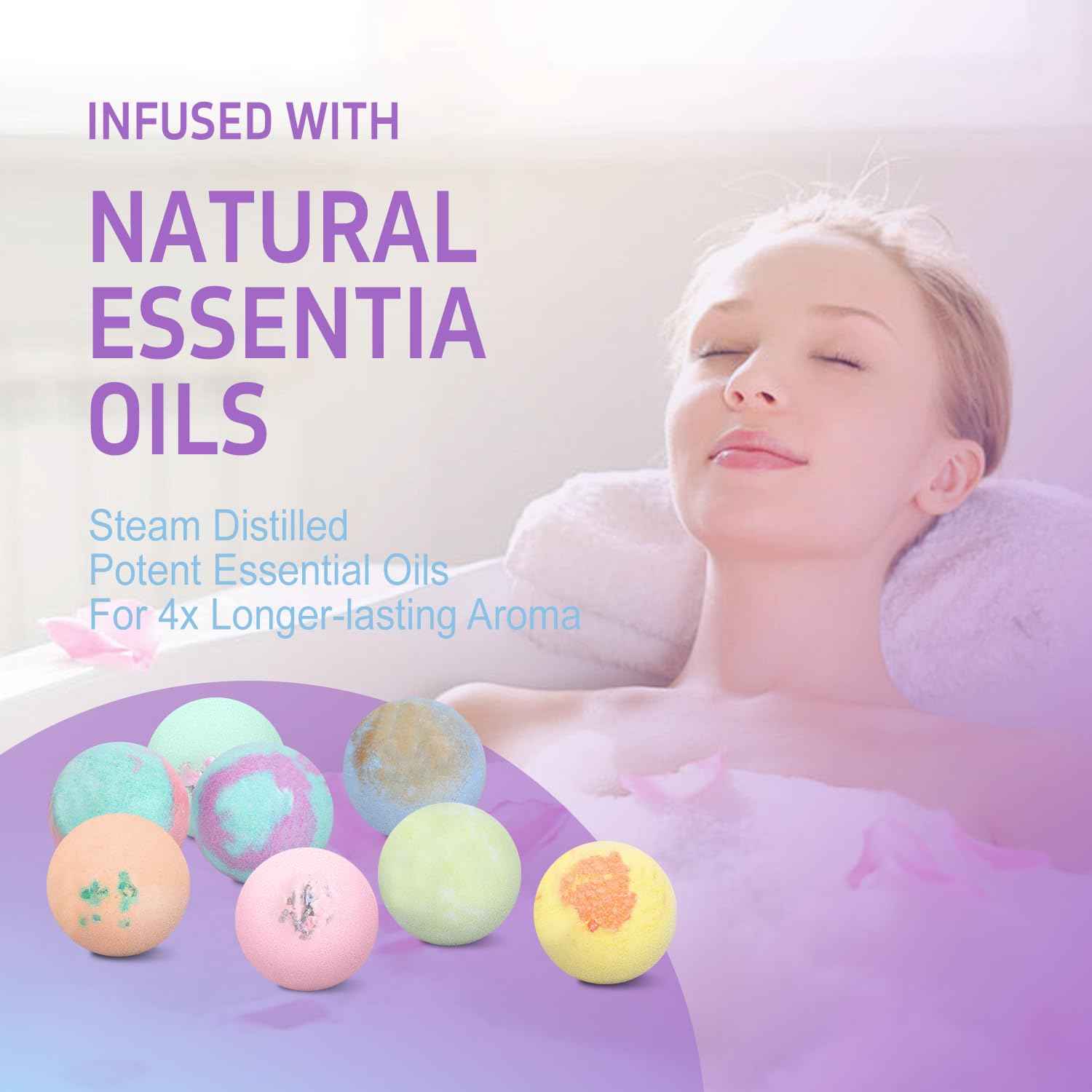 Bath Bombs Gift Set Handmade Natural Bath Bomb for Women Floating Bubble with Pure Essential Oil for Self Care & SPA Relaxation, Birthday Mothers Day Valentines Christmas Gifts, Girlfriend