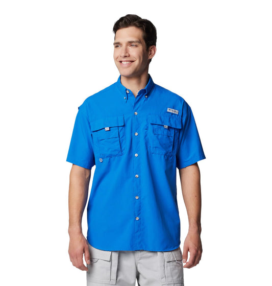 Columbia Men's Bahama II UPF 30 Short Sleeve PFG Fishing Shirt, Vivid Blue, Small