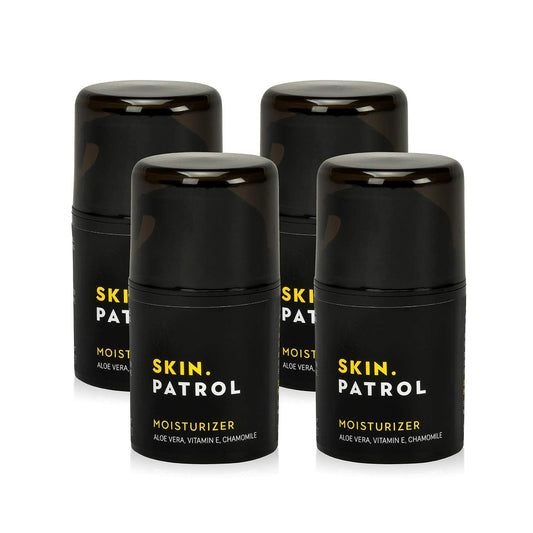 Bump Patrol Skin Patrol Everyday Face Moisturizer for Men - Natural Hydrating Daily Skin Care for Him with Aloe Vera, Vitamin E, Chamomile, Mens Face Lotion - 1.68 oz - Pack 4
