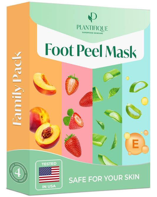 PLANTIFIQUE Foot Peeling Mask 4 Pack | Dermatologically Tested Repairs Heels & Removes Dry Dead Skin for Baby Soft Feet | Exfoliating Foot Peel Mask for Dry Cracked Feet