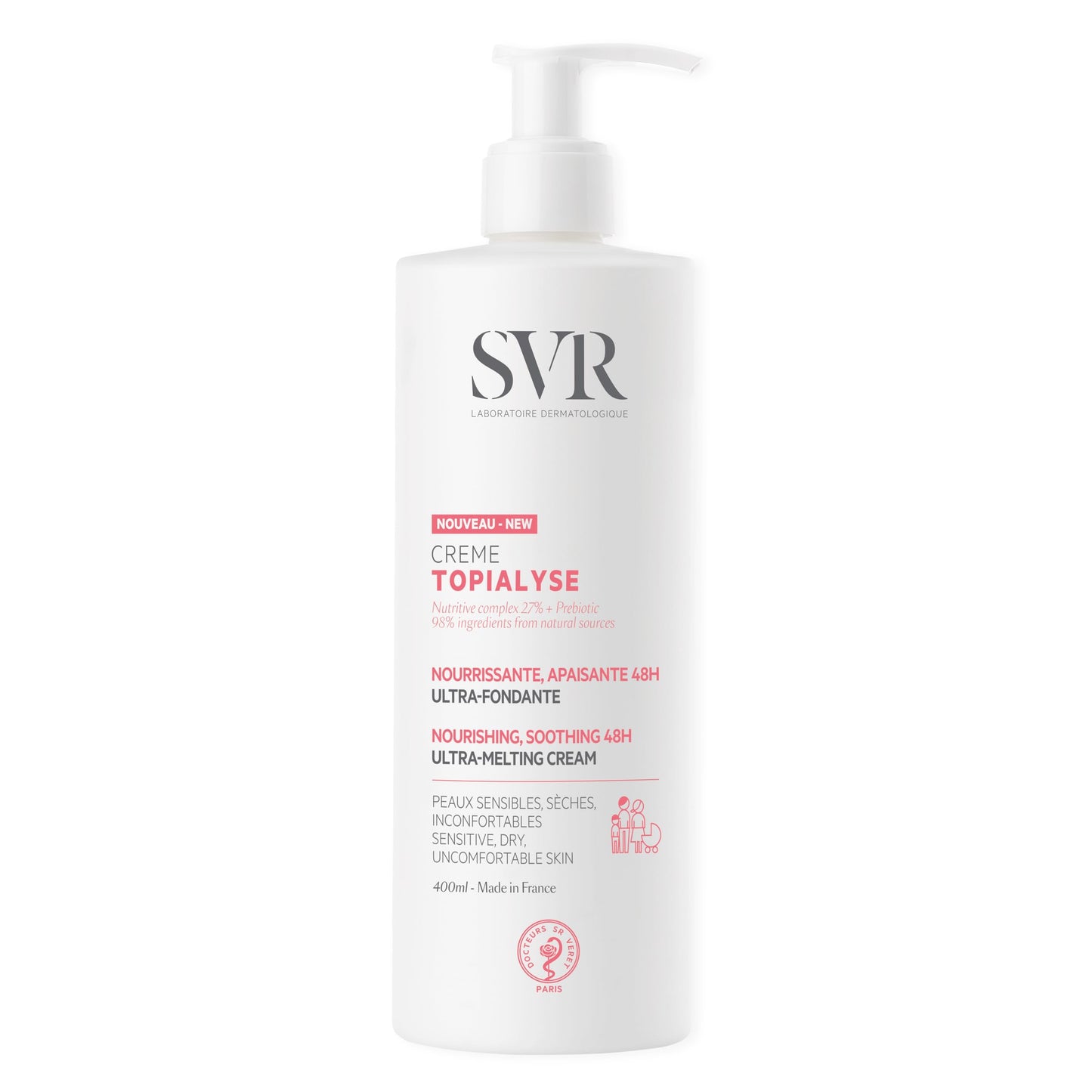 SVR - Topialyse Cream - For Sensitive Skin Relief - Gentle Body & Face Moisturizer for Dry Skin - Restores the Skin Barrier - Provides 48-Hour Hydration - Dermatologically Tested - 13.5 fl.oz