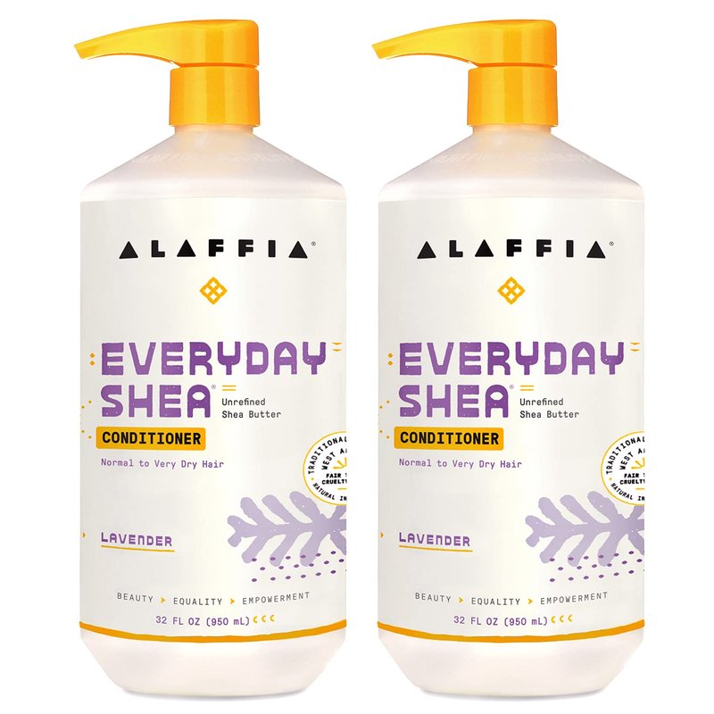 Alaffia Conditioner, Lavender 2-Pack – EveryDay Shea Sulfate-Free Conditioner with Shea Butter and Coconut Oil, 32 Oz Ea