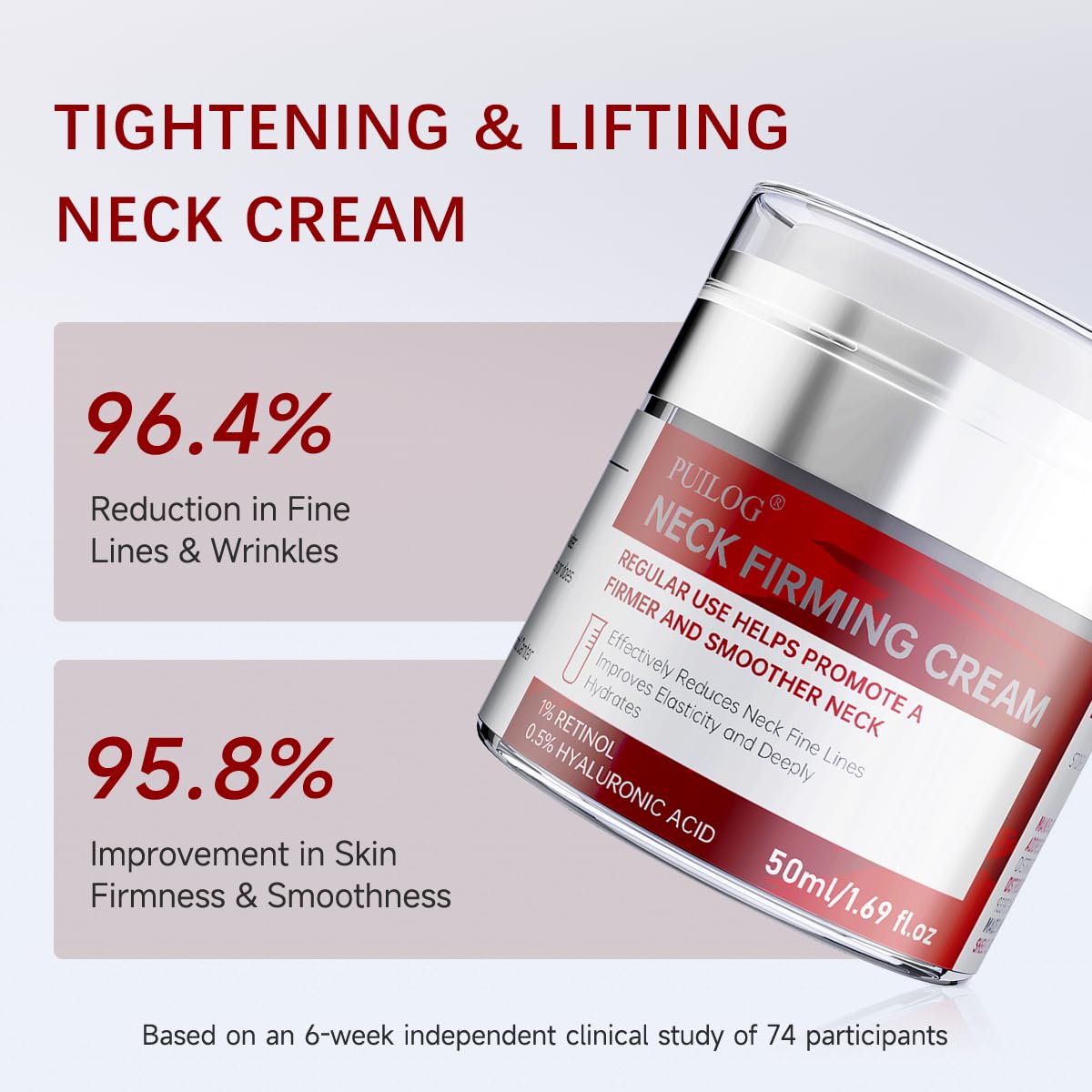 Neck Firming Cream, Anti-Aging Tightening And Lifting Treatment With Peptides, Retinol, Collagen & Hyaluronic Acid Cream For Neck, Face and Chest (1.7 Fl Oz)