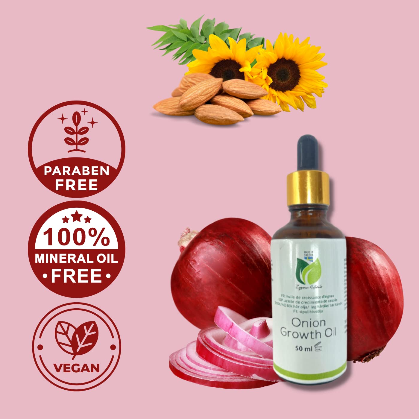 Zyzven Naturals Onion Growth Oil – Multipurpose Scalp & Hair Nourishing Oil with Castor, Black Seed, Moringa & Essential Oils – 50ml Onion Hair oil Natural Hair Care