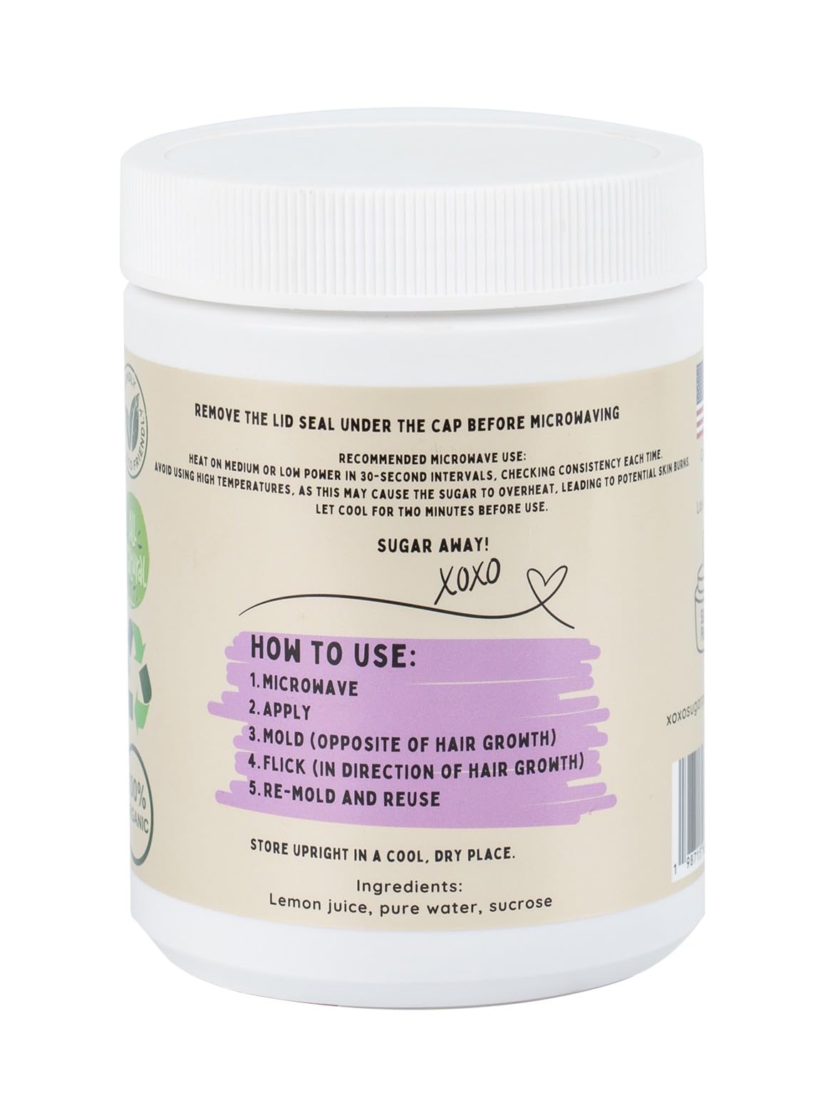 Sugaring Paste - HARD Organic Sugaring Paste for All Hair Types - Brazilian Wax, Bikini Wax, Under Arm, Full Body Hair Removal - (43 Oz.)