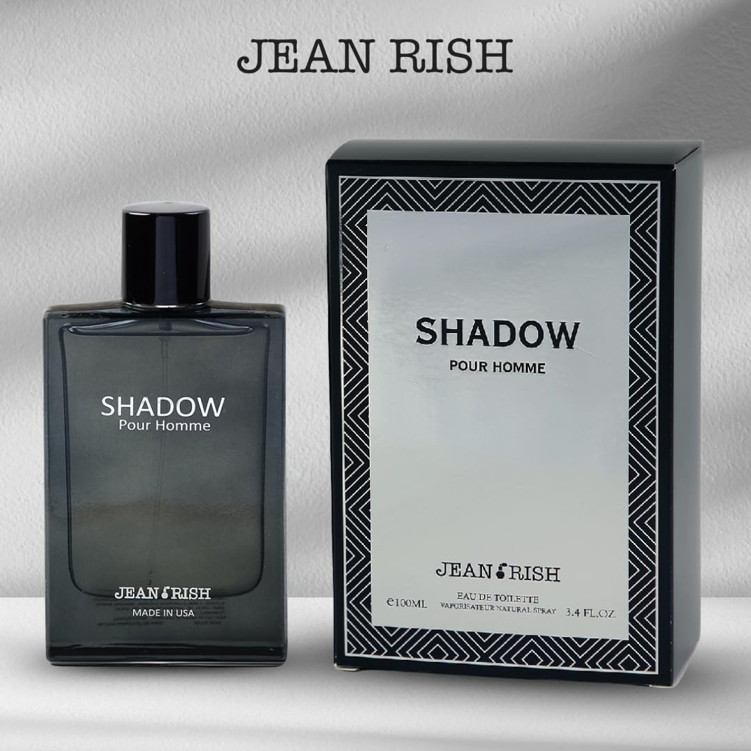 Jean Rish Shadow Pour Homme Perfume for Men Eau De Toilette, Long-Lasting Luxury Fragrance, Made In USA - Lemon, Lavender, Cedar, Musk Scent - 100ml / 3.4 oz