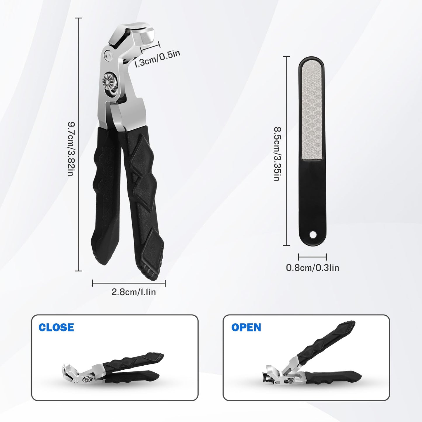 4 pcs Black Long Handle Non-Slip Toenail Clippers for Seniors Thick Toenails,0.5 in Opening, Heavy Duty Large Ergonomic Unique Professional Angled Head Curve Sharp Toe Finger Nail Clipper