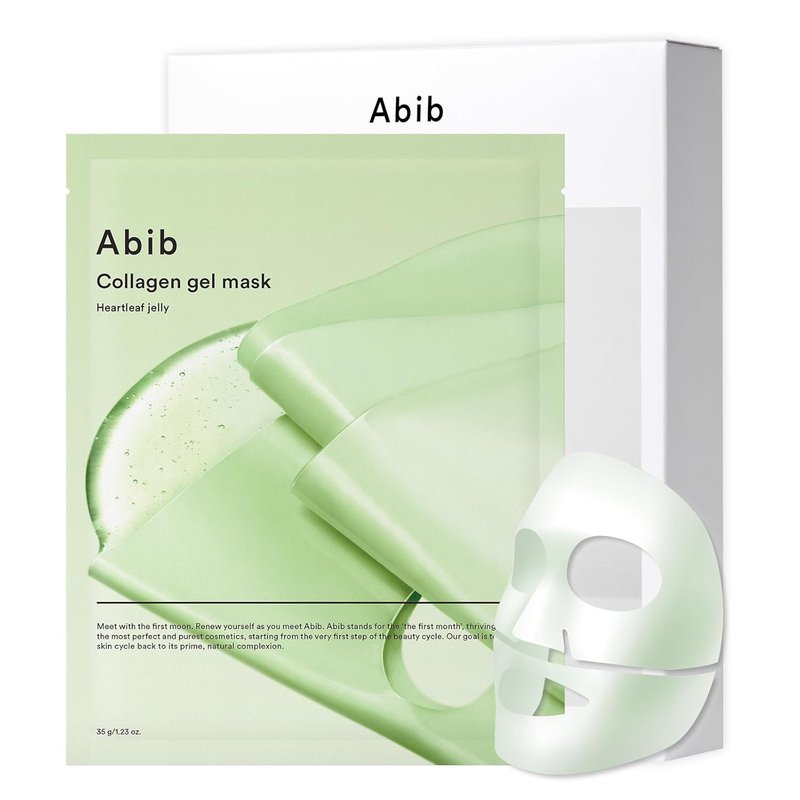Abib Vegan Collagen Gel Mask - Soothing Heartleaf Jelly | 10 Cooling Hydrogel Sheets for Calming Skin Care