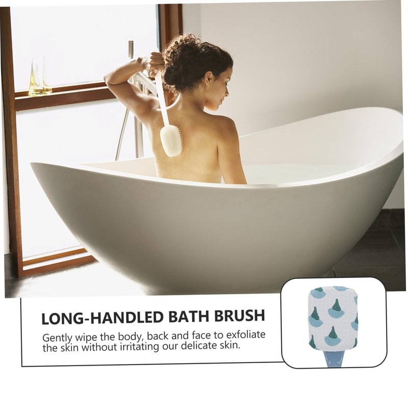 Beatifufu Long Handle Back Bath Brush 15.74 Inch with Soft Scrubbing Cloth for Deep Cleansing Exfoliating Massage Skin Care Bathing Accessory