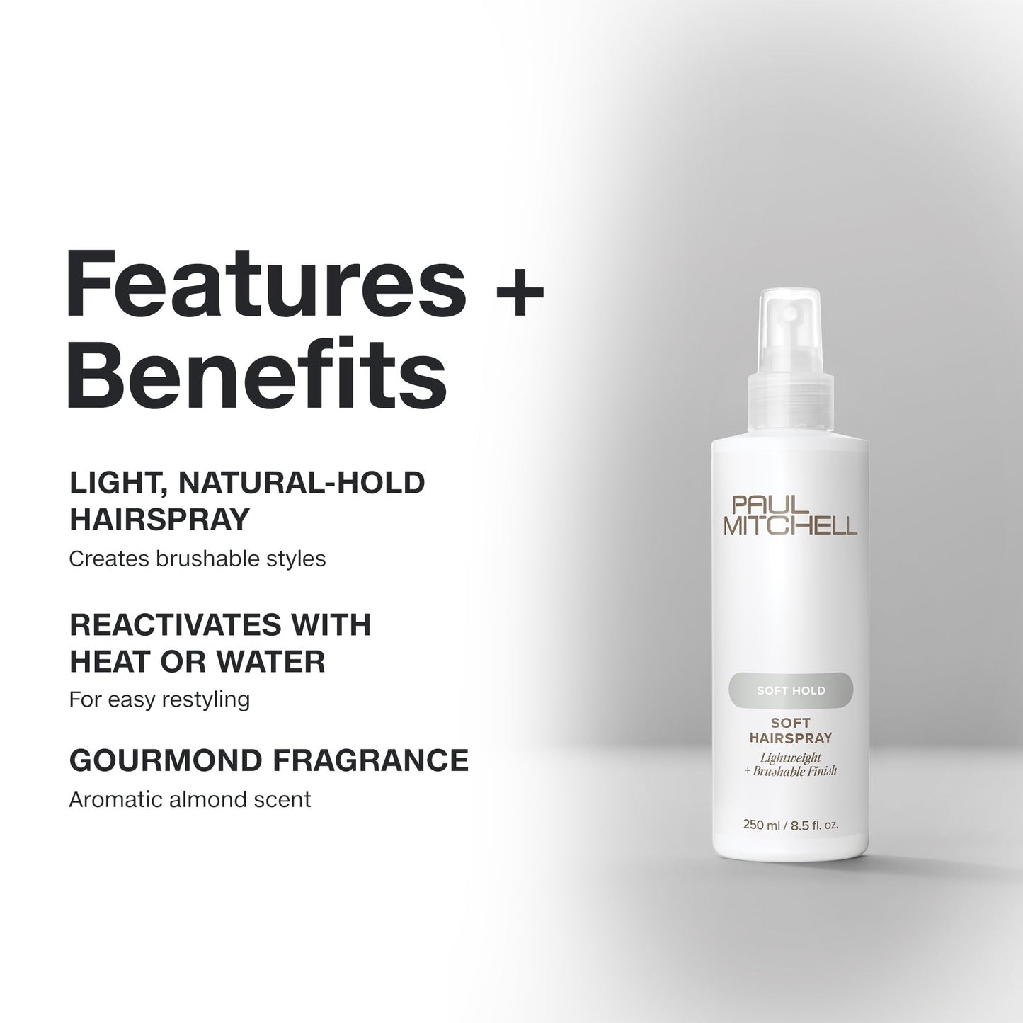Paul Mitchell Soft Spray, Natural Hold, Touchable Finish Hairspray, For All Hair Types, 16.9 fl. oz