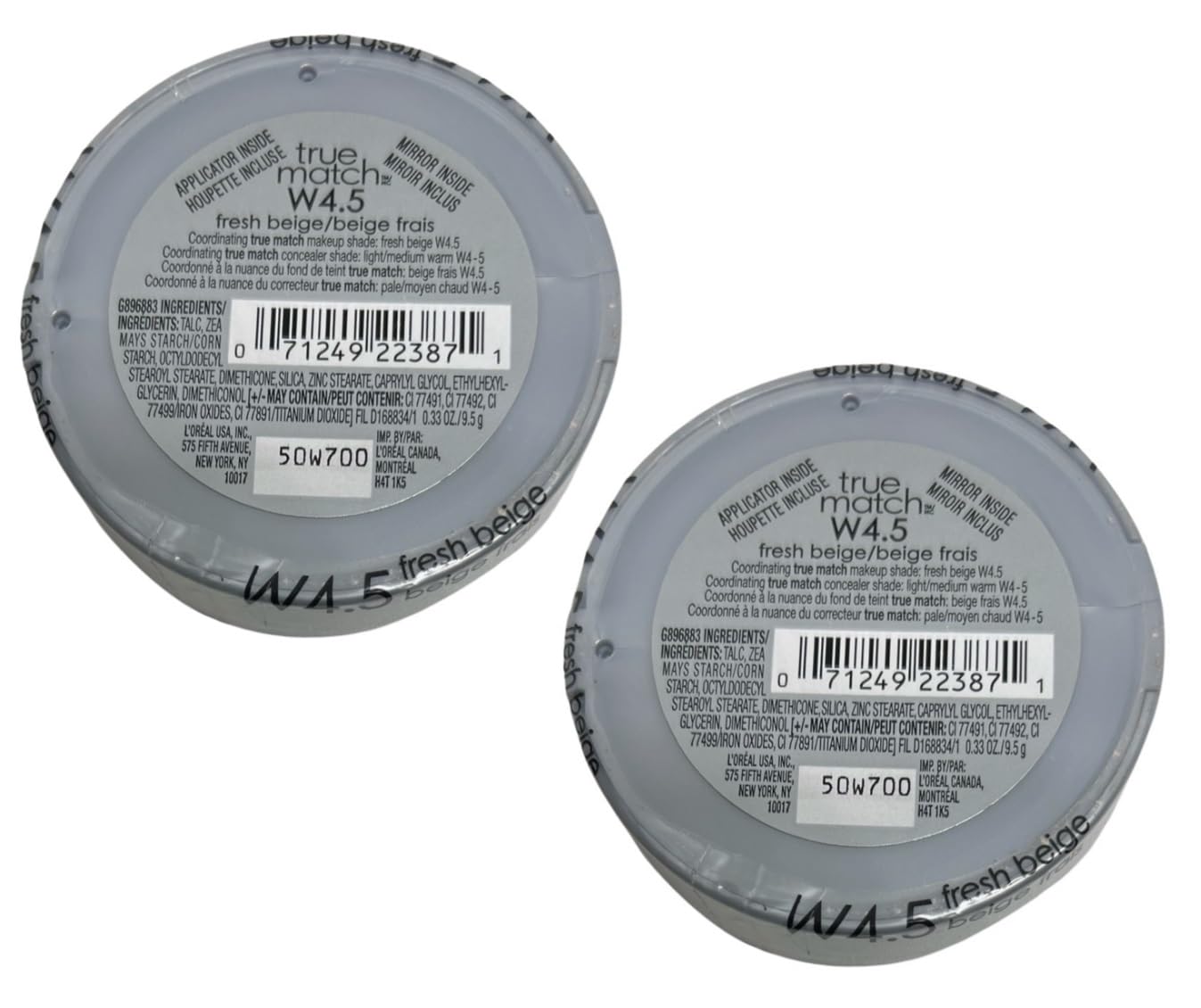 Pack of 2 L'Oreal Paris True Match Super-Blendable Powder, Fresh Beige W4.5