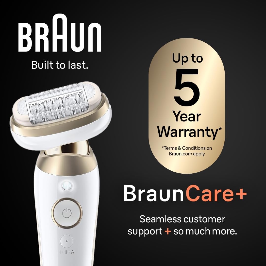 Braun Epilator Silk-épil 9 Flex SkinSpa, Hair Removal Device, 360 Flex and Pivoting Head, Wet and Dry, Includes Shaver Head, Trimmer Comb, Massage Pad, Exfoliation Brush and BodyTrimmer, SES9-481 3D