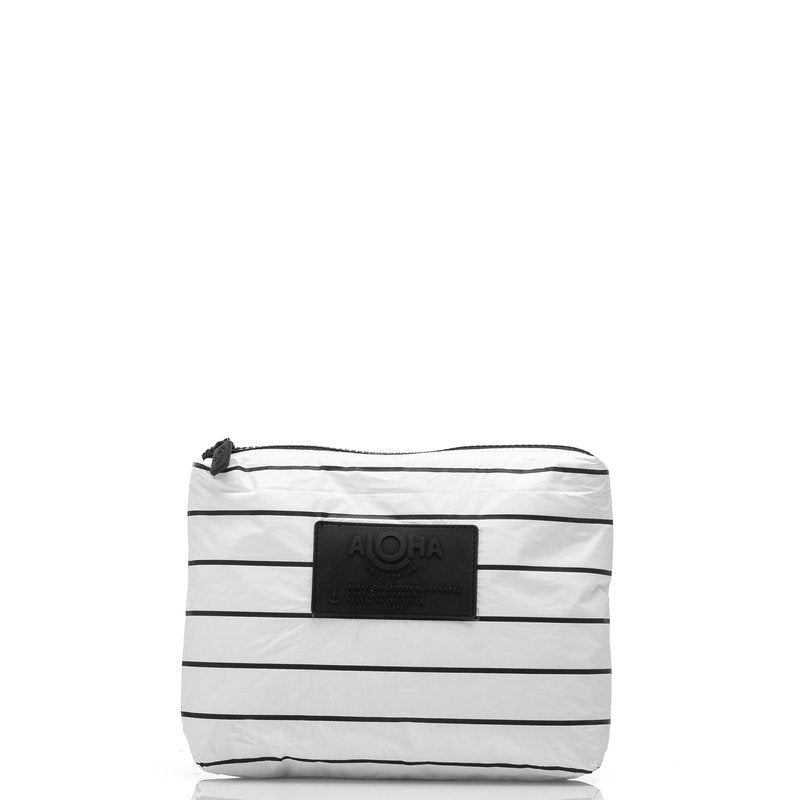 ALOHA Collection Small Pouch | Lightweight, Packable, and Splash-Proof Makeup Pouch | Easy to Clean (Pinstripe)