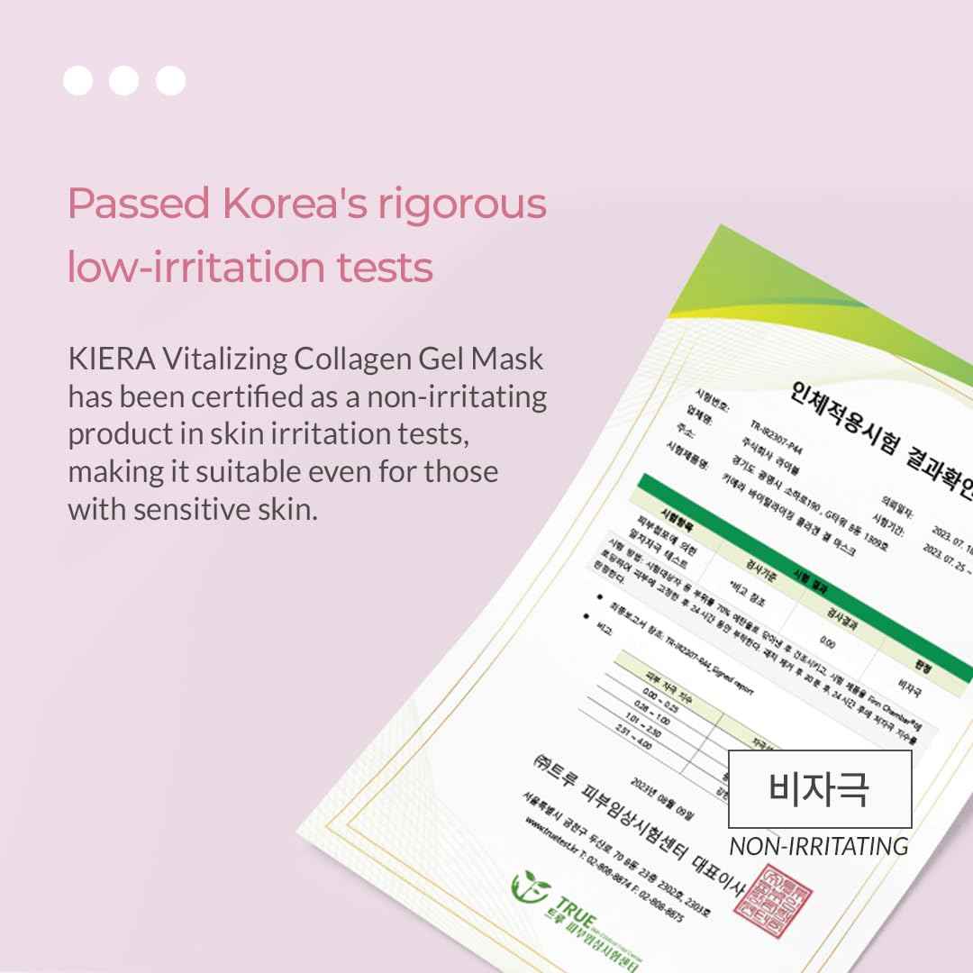 KIERA Vitalizing Collagen Gel Mask 1.42oz(40g) x 4ea | Hydrolyzed Collagen, Overnight Moisturizing, Lifting Hypoallergenic Face Mask For All Skin Types
