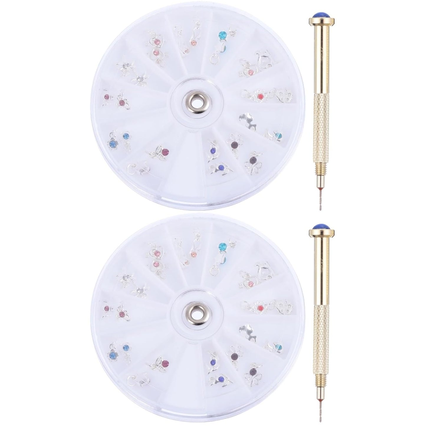 FRCOLOR 48 Pcs Dangle Nail Piercing Charms Set - Nail Piercing Tool & Alloy Jewelry for Art | Home & Salon Use
