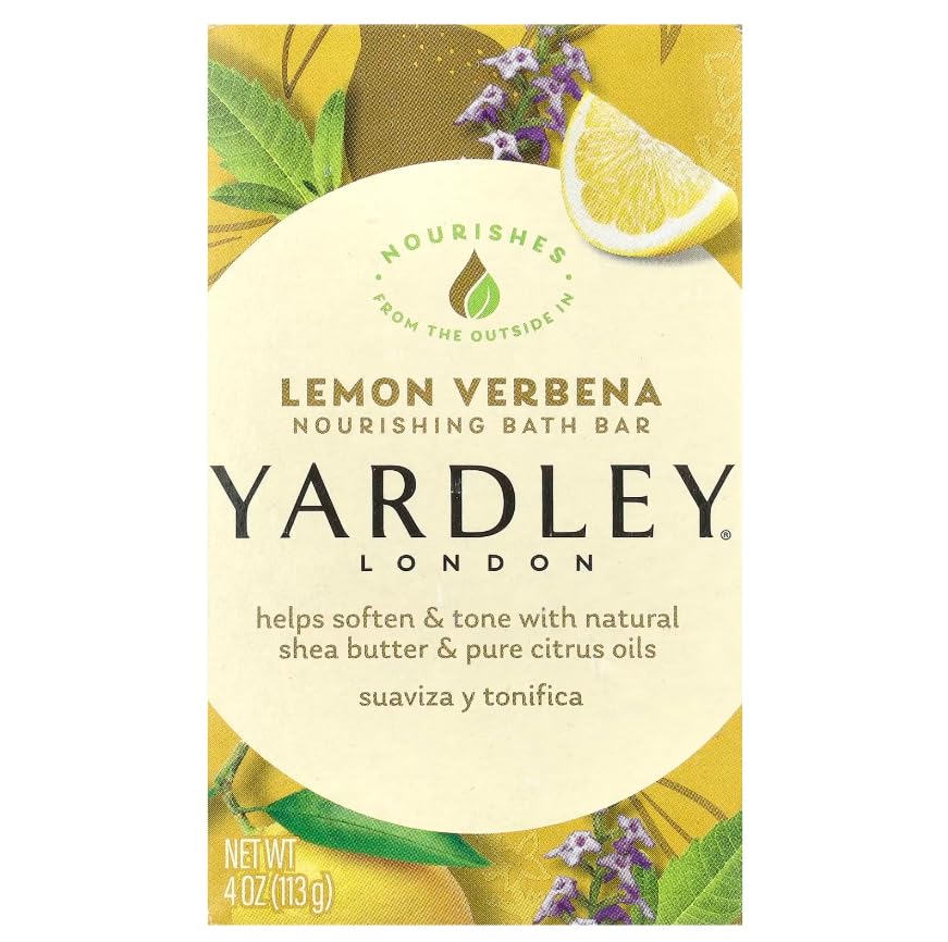 Yardley London Lemon Verbena with Shea Butter & Pure Citrus Oil Moisturizing Bar 4.25 ozr (Pack of 10)