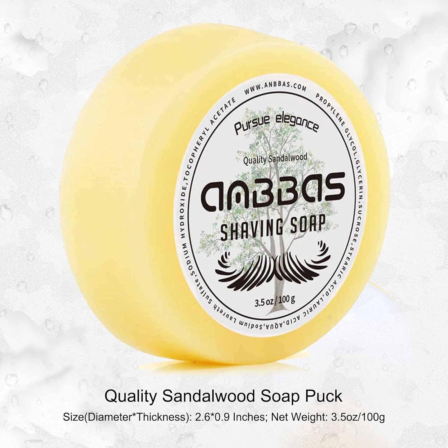 Anbbas Synthetic Badger Shaving Brush Set - 4-in-1 Kit with Stainless Steel Stand & Lathering Foam Bowl | Natural 3.5oz Shaving Soap Puck for Men