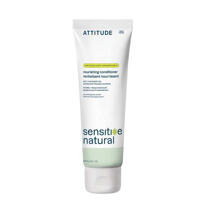 ATTITUDE Hair Conditioner for Sensitive Dry Scalp, Dry and Damaged Hair, Soothing Oat, Naturally Derived Ingredients, Dermatologically Tested, Vegan Detangler, Nourishing, 8 Fl Oz