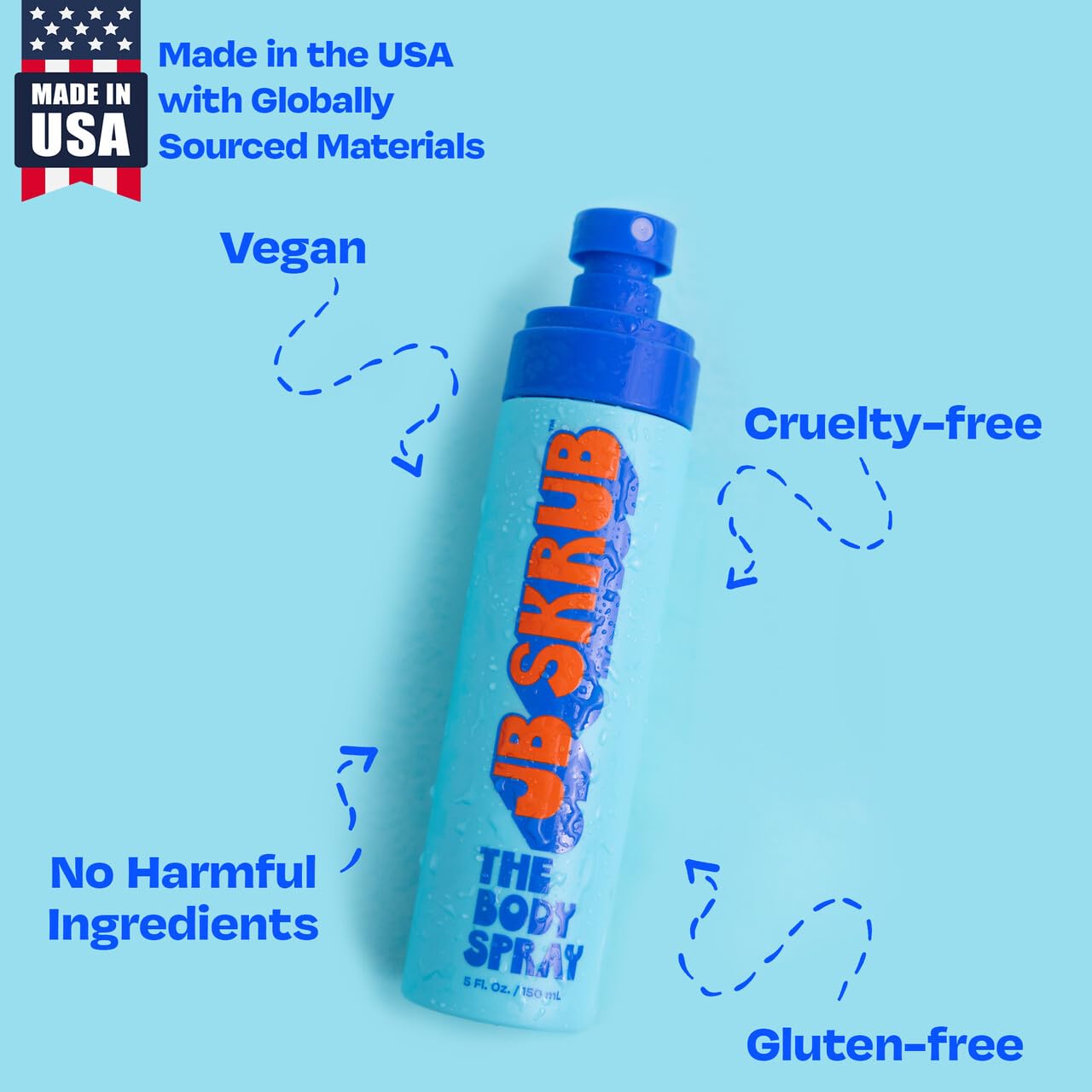 JB SKRUB Boys Body Spray for Kids, Tweens & Teens‚ Citrus Scent Body Odor Neutralizer‚ Aluminum-Free, 5 fl.oz