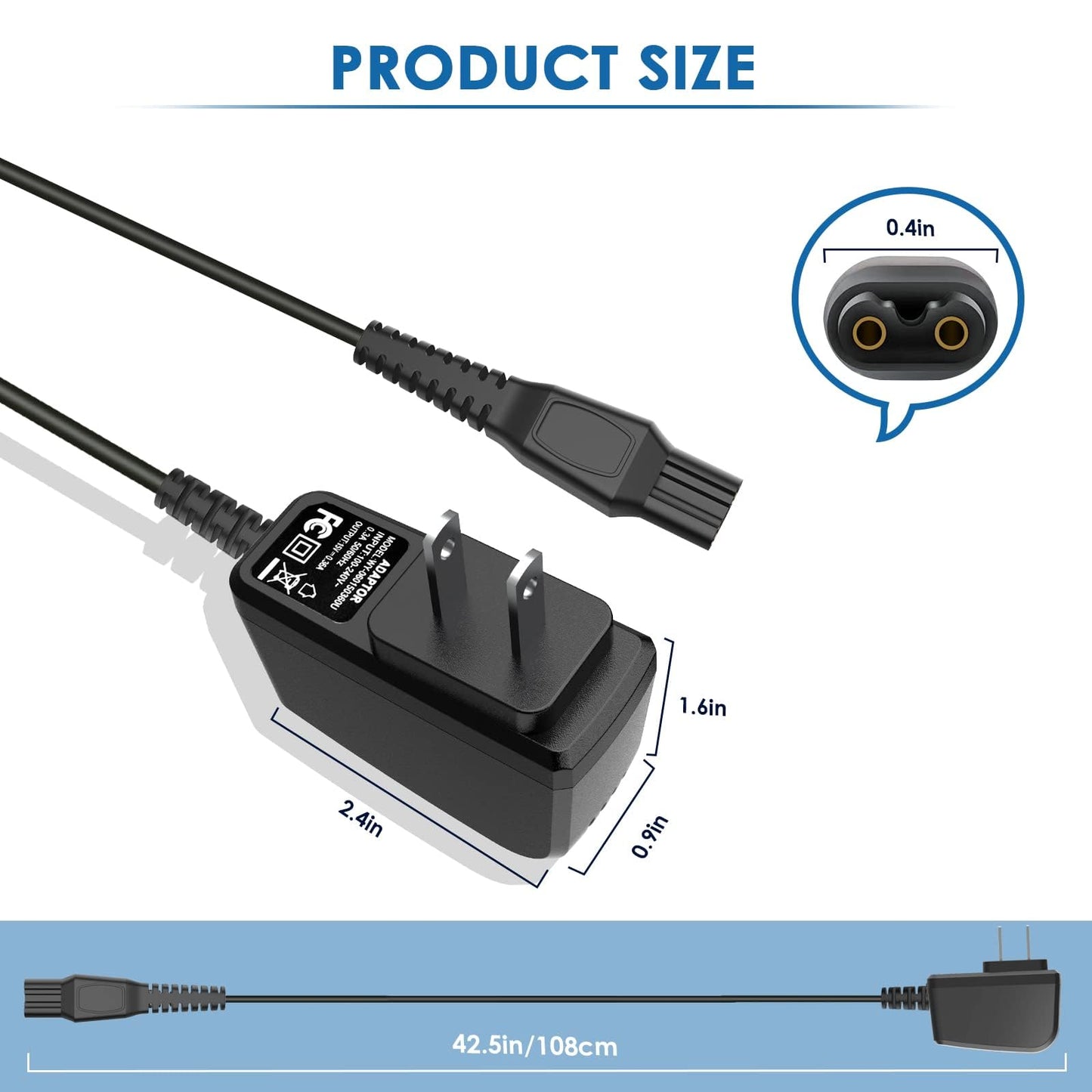 NFGEKT 15V Charger Cord Compatible with Norelco HQ8505 3000 5000 7000 9000 Series MG5750 MG7750 MG7790 Shaver