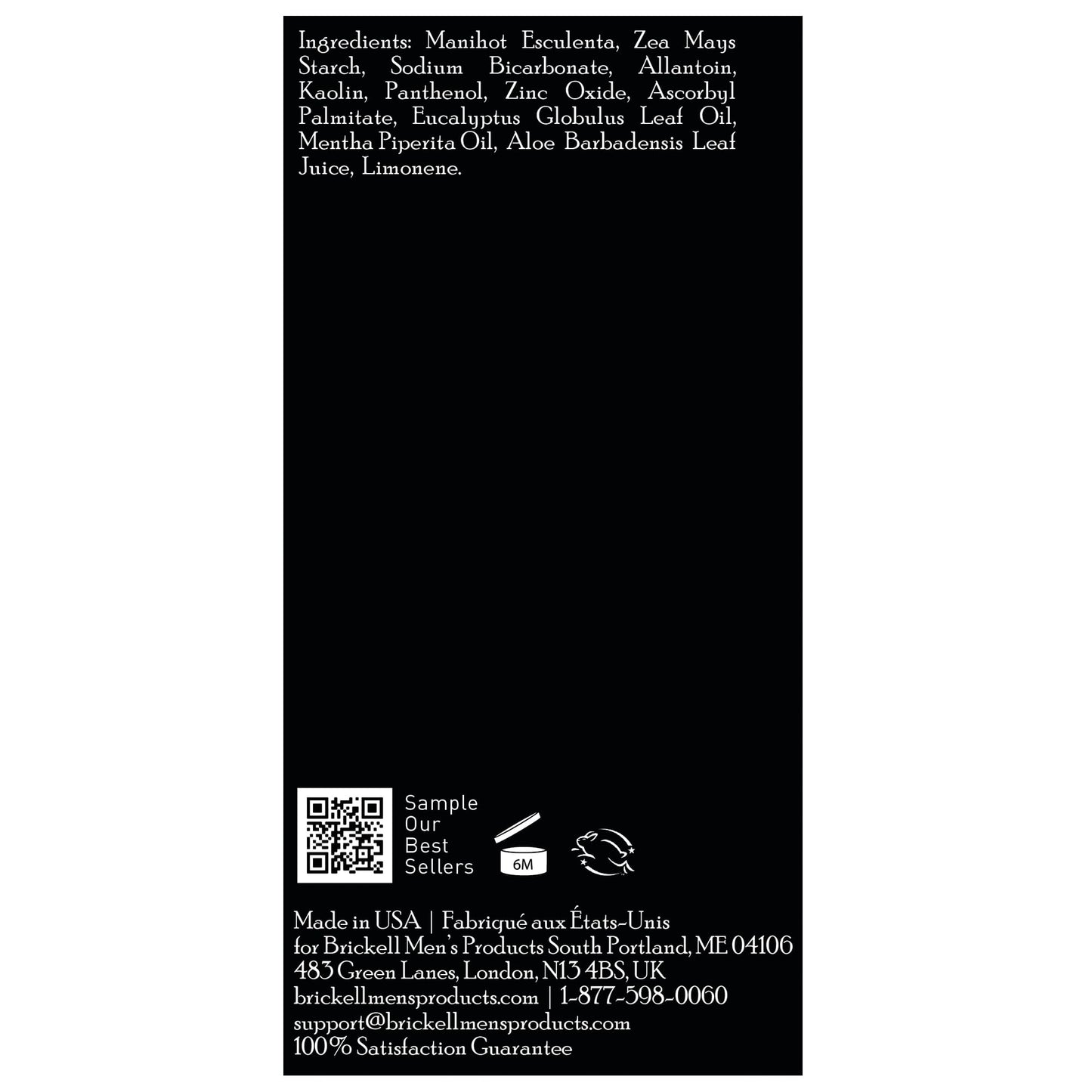 Brickell Men's Products Stay Fresh Body Powder for Men, Natural and Organic Talc-Free, Absorbs Sweat, Keeps Skin Dry, Scented, 5 oz