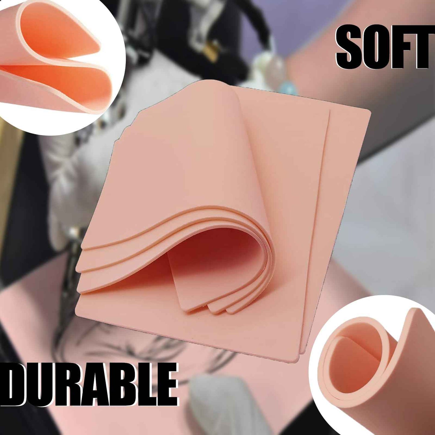 Beoncall 10pcs 3mm Tattoo Fake Skin Tattoo Practice Skin Thick 8x6'' Blank Supplies