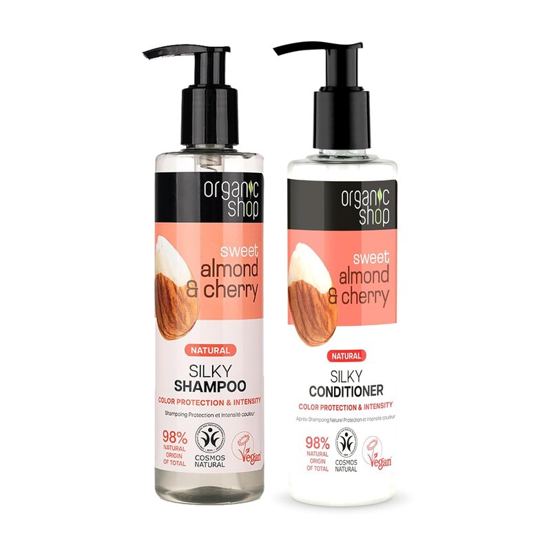 Organic Almond Oil & Cherry Shampoo | Color Protection & Hydration, 9.5 Fl Oz - 100% Vegan & Organic