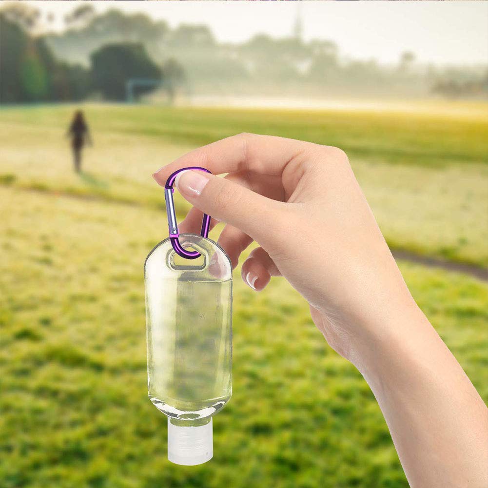 50 Pack Travel Plastic Clear Keychain Bottles,2 oz Leakproof Refillable Empty Bottles Portable Liquid Squeeze Container Flip Cap (50pc)