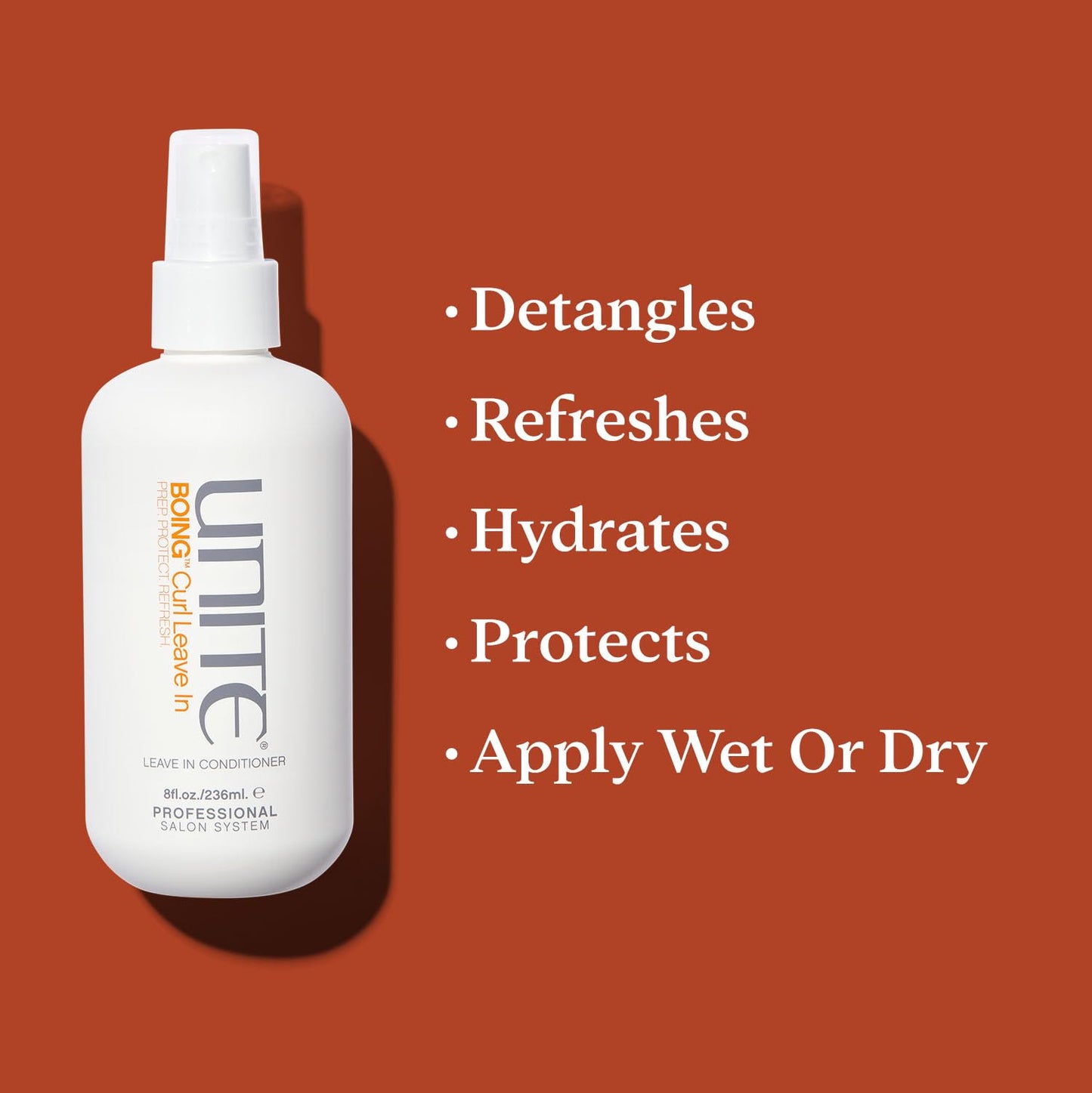 UNITE Hair BOING Curl Leave-In Conditioner Spray – Detangling, Frizz Control & UV Protection | Lightweight for All Curl Types – 8 Fl Oz
