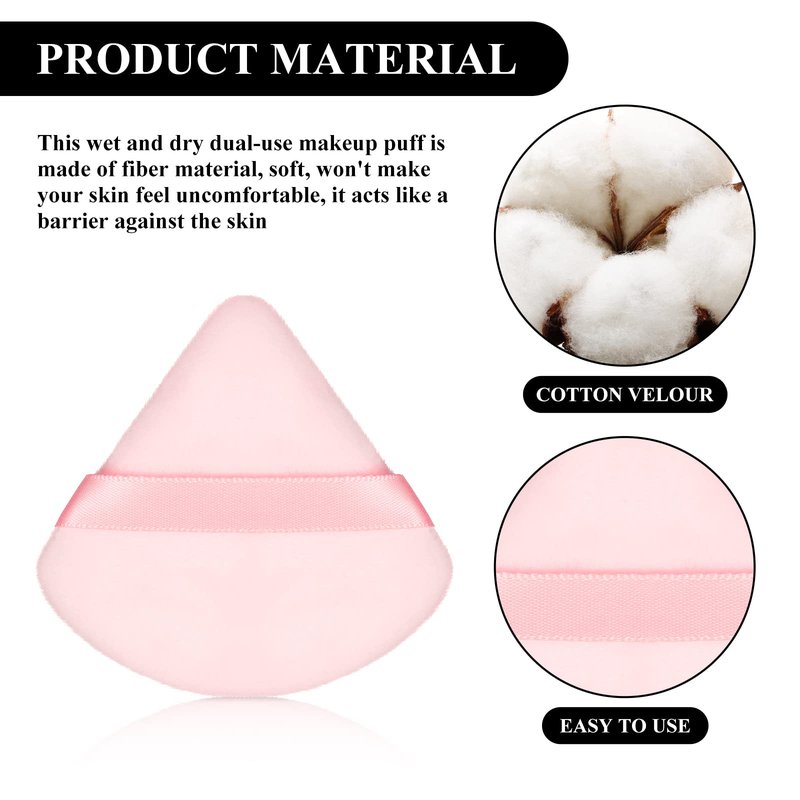 Maitys 12 Pcs Powder Puff Triangle for Face Makeup Cosmetic Loose Powder Puff Velour Soft Body Washable Reusable Foundation Sponge Wet Dry Makeup Tool for Women