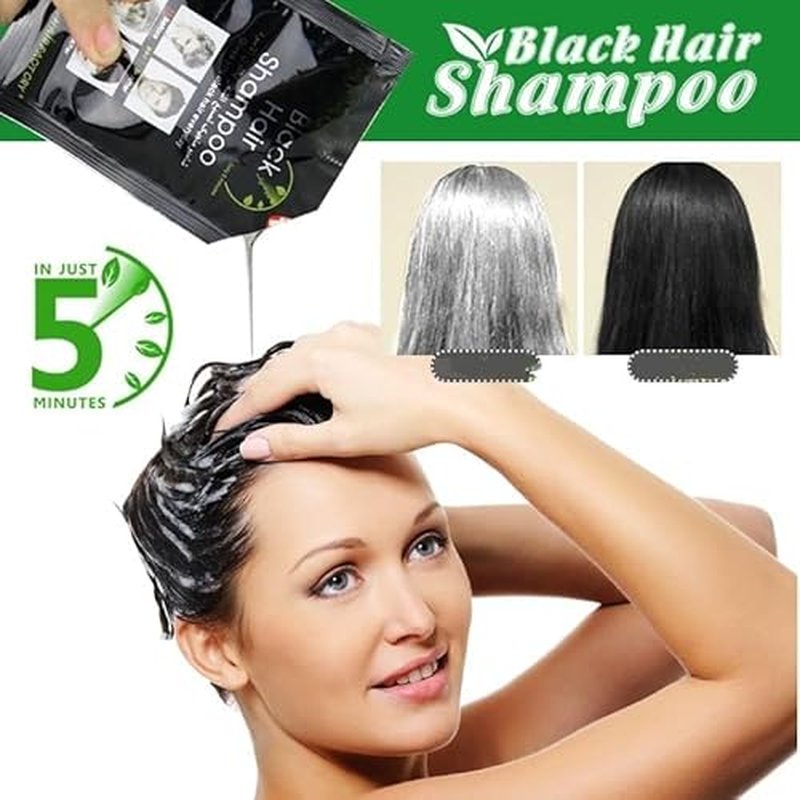 10 PCS Hair Dye Shampoo for Men Women, Black, Natural Hair, Instant Hair Dye, Lasts 30 Days, Great Choice for Woman & Man