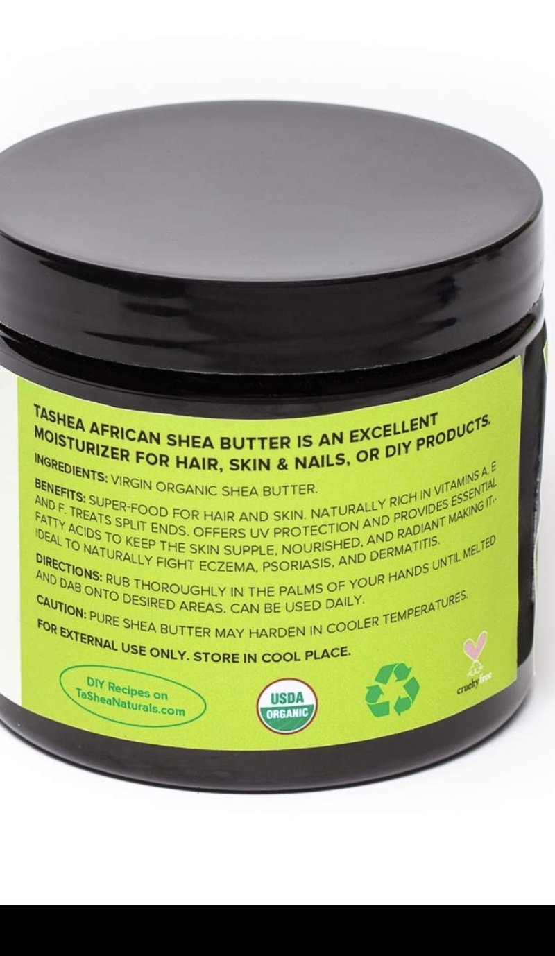 Organic Shea Butter by TaShea Naturals: Virgin Ivory (16oz) USDA Certified Shea Butter - Nourishing Healing Emollient for Hair, Skin and Nails or DIY products