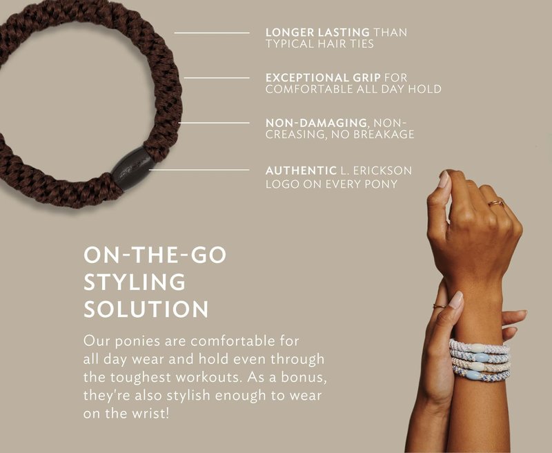 L. Erickson Hair Ties for Thick Hair, Grab & Go Pony Tube 15 Pack Eclectic Tones - No-Crease Damage-Free Bands with Strong Hold for Women & Men, Pixie