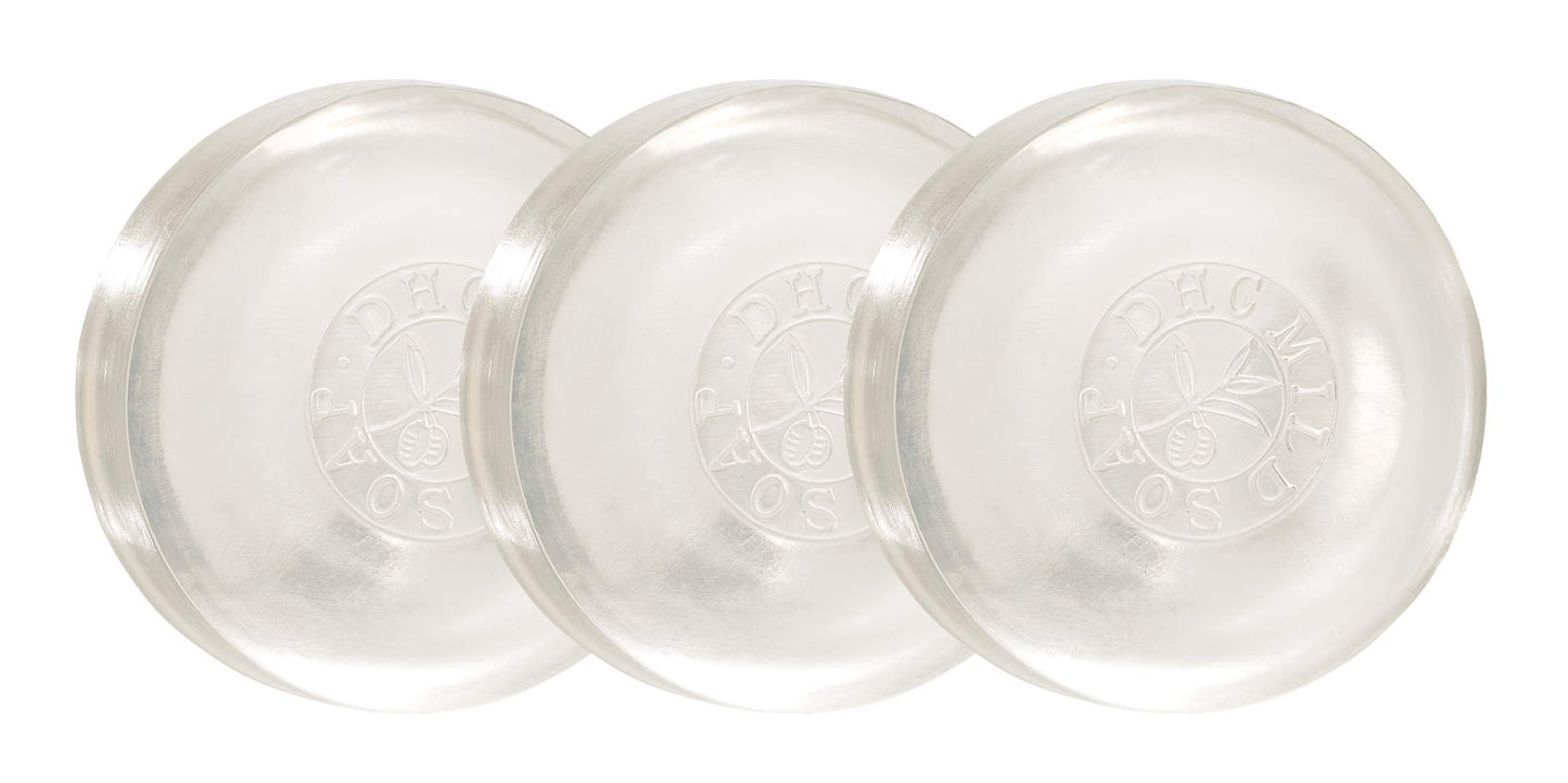 DHC Mild Soap Trio, Facial Cleansing Bar, Hydrating Creamy Foam Lather, Moisturizing, Non-drying, Ideal for all skin types, 3.1 oz, 3 Pack.