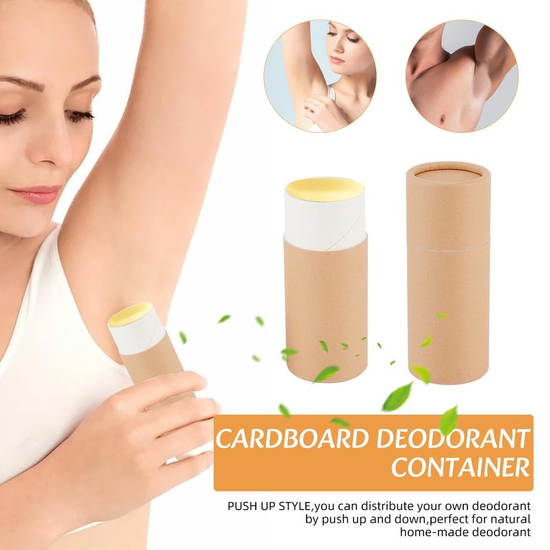 NICENEEDED 10 Pcs 2.1 oz Paperboard Deodorant Tubes, Empty Cardboard Deodorant Containers, Push-Up Style Kraft Paper Jar Tube Round Paperboard Solid Container for DIY Homemade Body Lotion Sticks