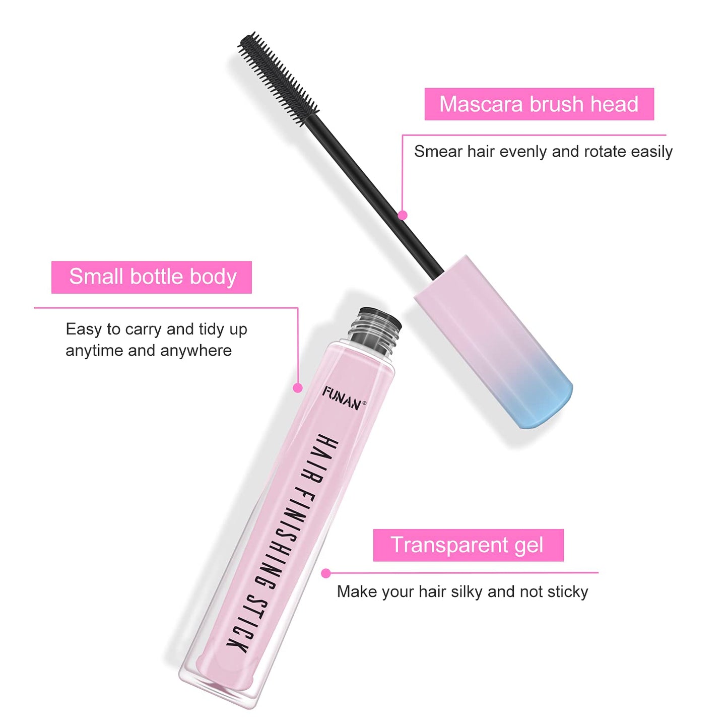 FUNAN Hair Finishing Stick 2 Pack, Flyaway Feel Stick Hair, Small Broken Hairs Finishing Cream, Non-Greasy and Non-Sticky