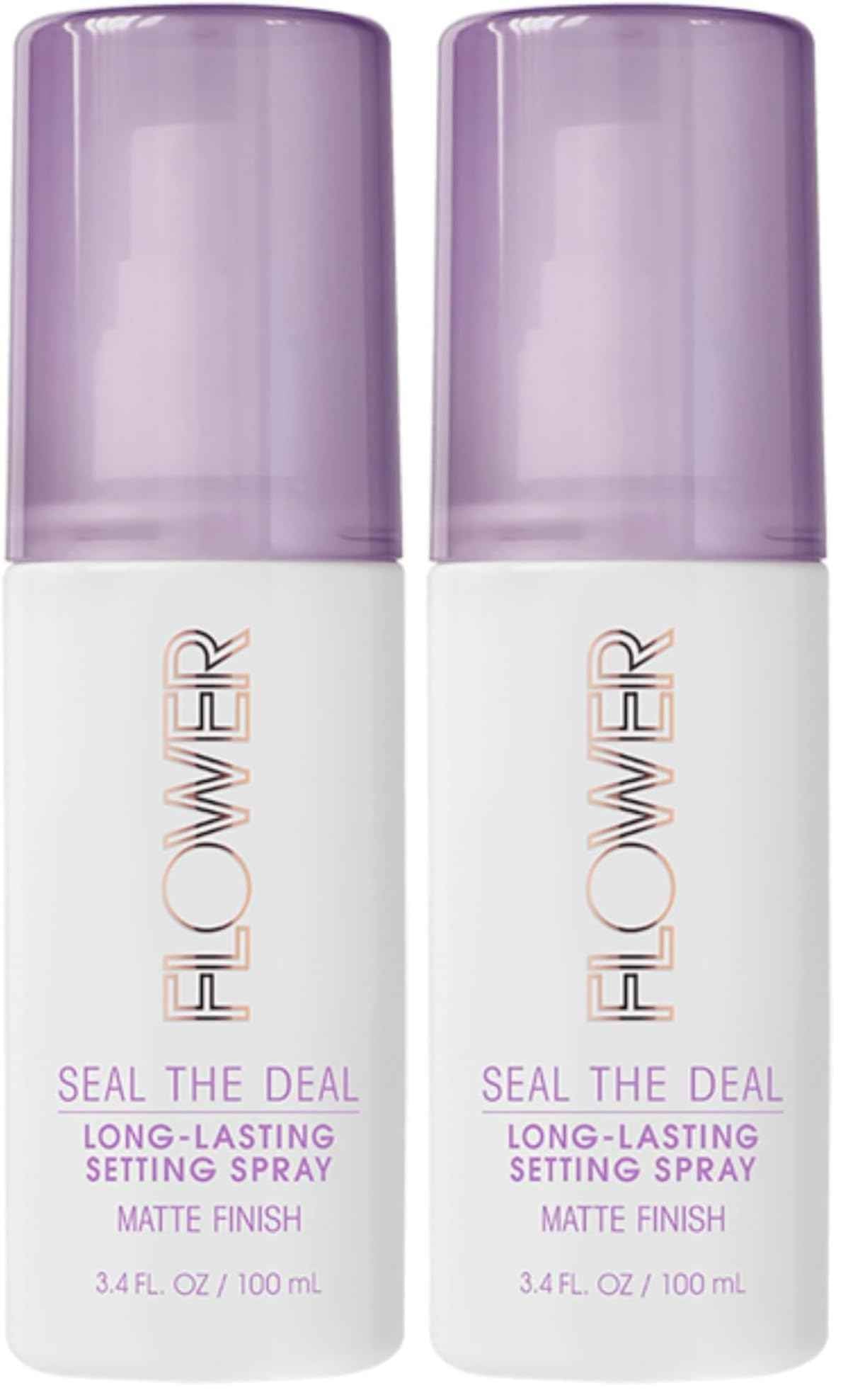FLOWER BEAUTY Seal The Deal Setting Spray for Makeup - Long-Lasting + Flawless Finish - Sweat-Proof + Rub-Resistant - Matte + All Day Face Makeup - Cruelty-Free + Vegan (Pack of 2)