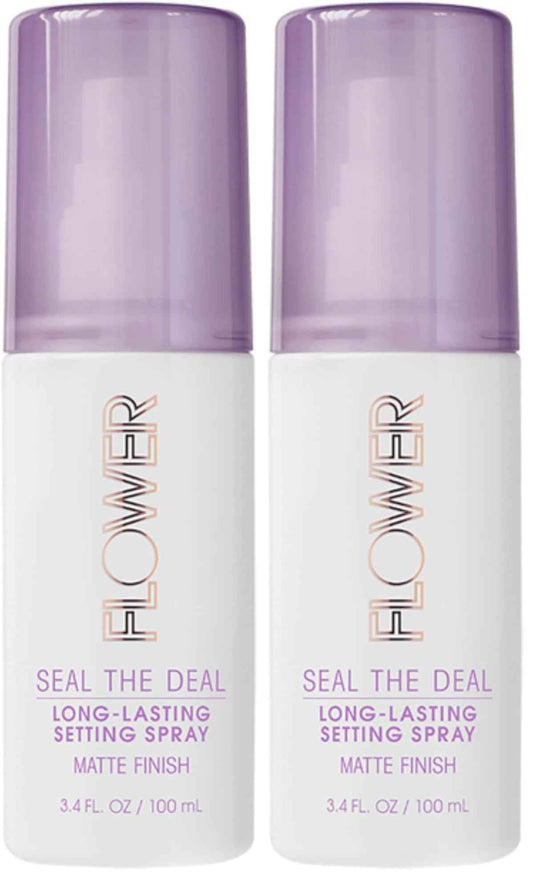 FLOWER BEAUTY Seal The Deal Setting Spray for Makeup - Long-Lasting + Flawless Finish - Sweat-Proof + Rub-Resistant - Matte + All Day Face Makeup - Cruelty-Free + Vegan (Pack of 2)