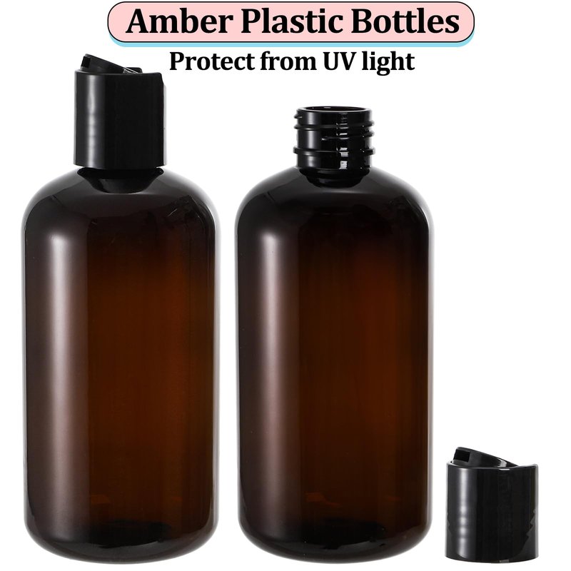 Bekith 16 Pack 8oz Plastic Squeeze Bottles with Disc Cap, Travel Containers For Shampoo, Lotions, Liquid Body Soap, Creams