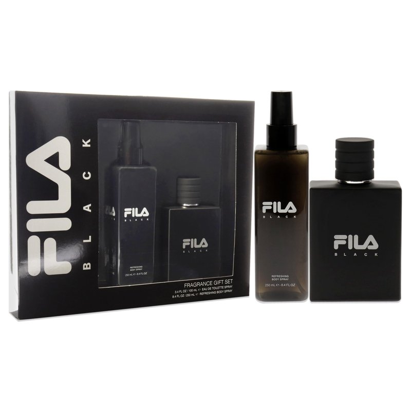 FILA Black - Invigorating and Spicy EDT and Body Spray for Men with Citrus, Jasmine, and Amber Notes - Cologne for Men with Long Lasting Scent - 2 pc