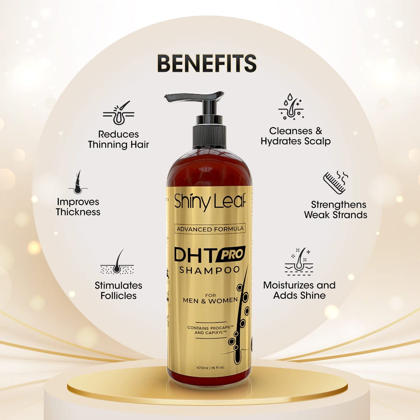 Shiny Leaf DHT Pro Shampoo with Procapil & Capixyl for Thinning Hair, 16 oz
