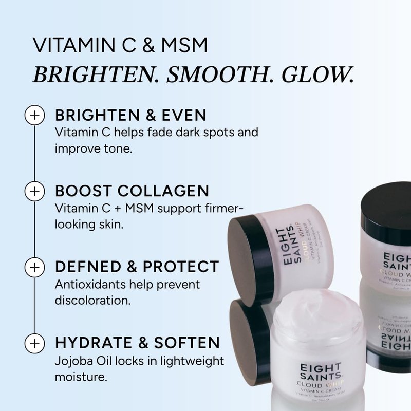 Eight Saints Cloud Whip Vitamin C Face Moisturizer - Anti-Aging Day Cream for Women | 2 oz, Hydrating with Cocoa Butter & Jojoba Oil