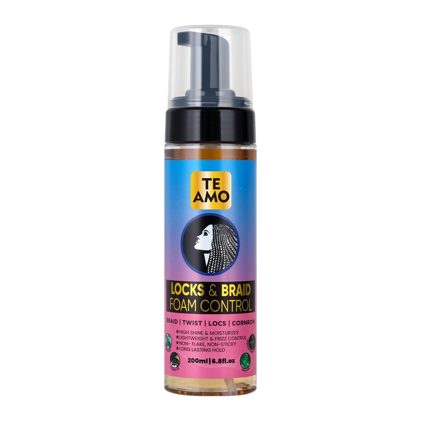 Te Amo Locks & Braid Foam Control – Long-Lasting Braid Foam for braiding | No Frizz or Fraying | Moisturizes & Seals Braids, Locs, Twists & Cornrows (6.8 oz)