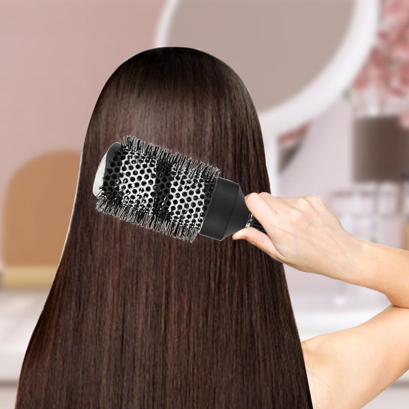 Round Brush for Blow Drying with Boar Bristle Hair Brush Set Thermal Ceramic & Ionic Tech Large+Samll Round brushes Set for Girls/Women Salon Blowout & Styling,Curling Ideal Short and long Hair