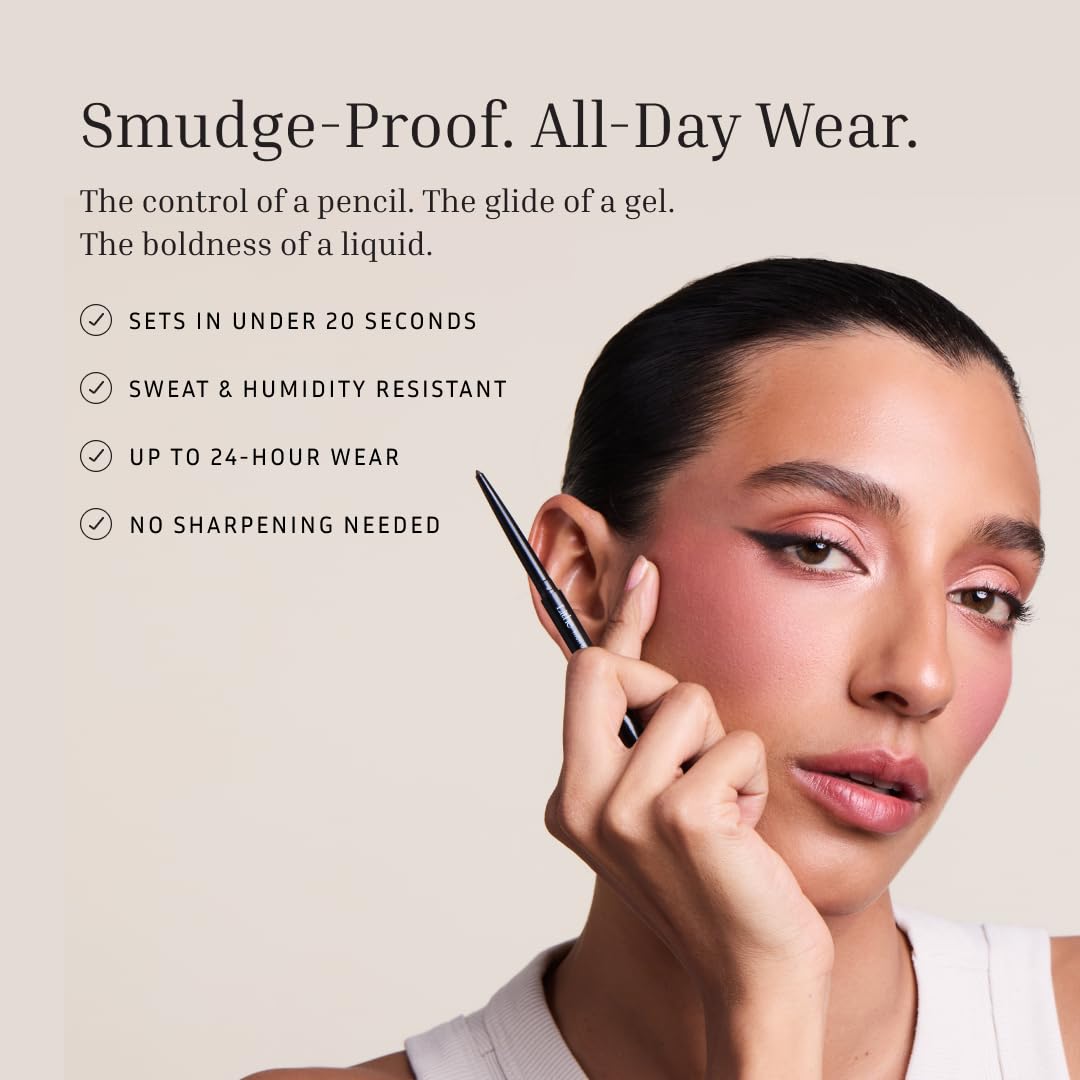 LITHE BEAUTY Smudge-Proof Gel Eyeliner Pencil Set, Long Wear Retractable Eyeliner with Ultra Thin Tip & Angled Brush, High Definition Vegan Makeup Duo in Shades Blueprint and Galaxy