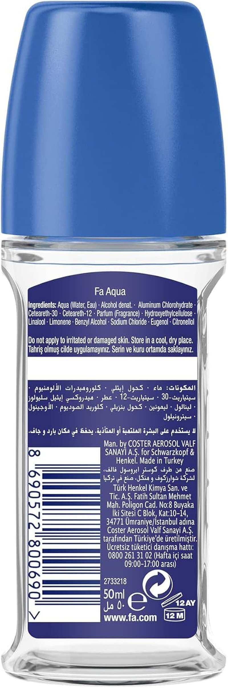 Fa Deodorant 1.7 oz. Roll-On Aqua (3-Pack)
