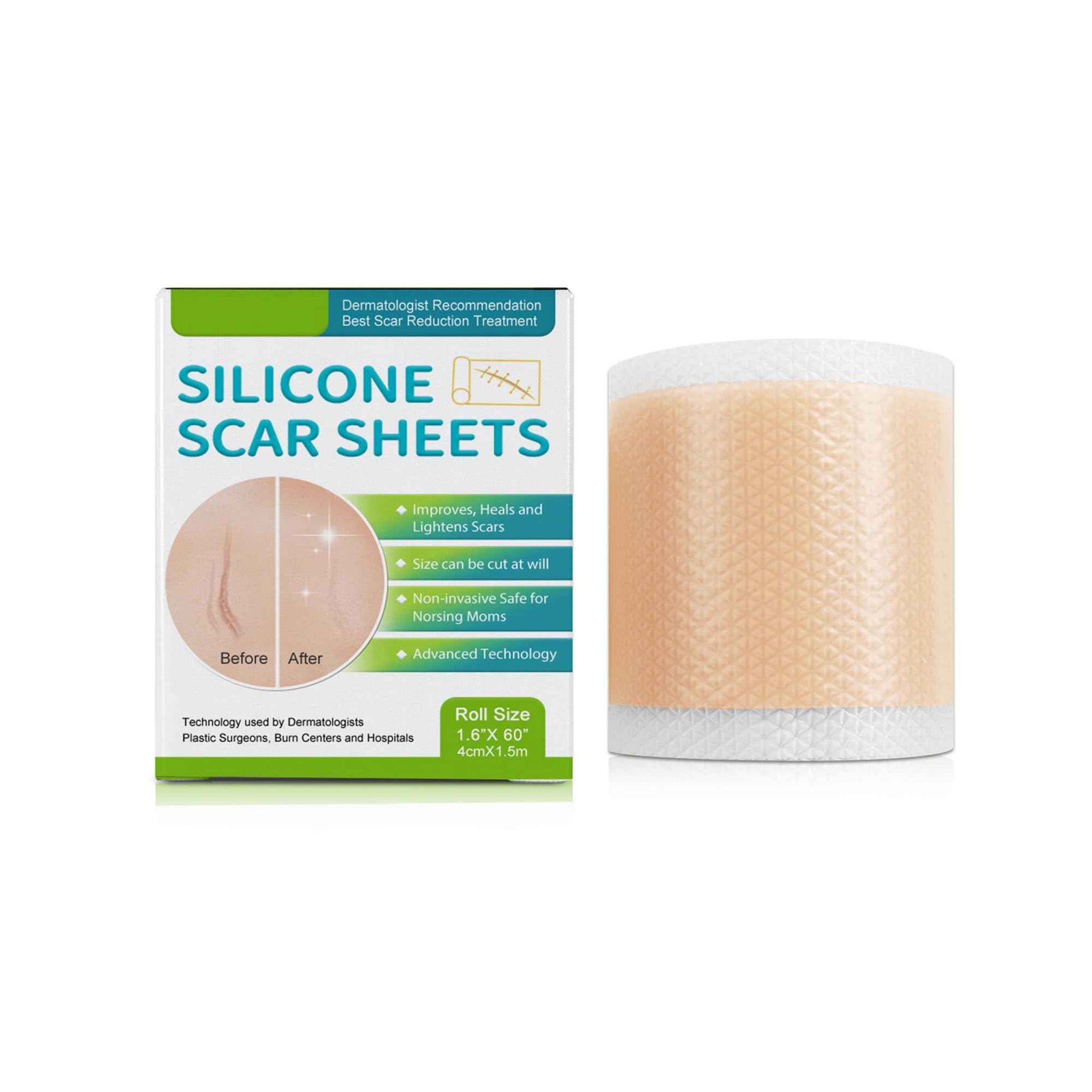 Silicone Scar Sheets - Suitable for Repair of Caesarean Section, Abdominoplasty, Keloid and Surgical Scars(1.6”x 60”)