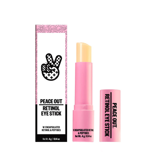 PEACE OUT Retinol Eye Stick, Under Eye Treatment for Hydration, Fine Lines & Wrinkles, with Encapsulated Retinol, Peptides & Squalane for Smoother Looking Under Eyes, 0.14 oz
